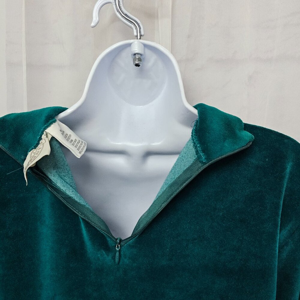 Vintage Erika Dress Maxi Velvet Green Mock Neck Goth Grunge Retro Minimalist M - Picture 7 of 11